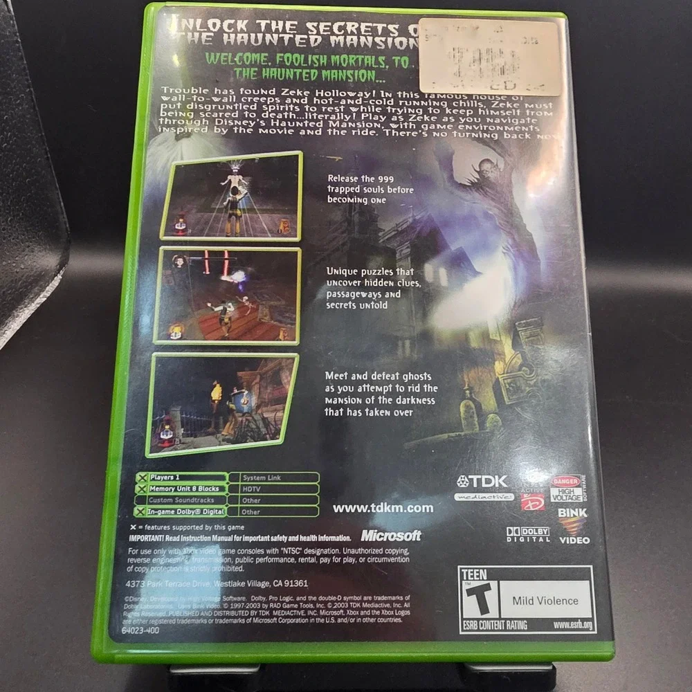 The Haunted Mansion Xbox‎ Disney Video Game CIB